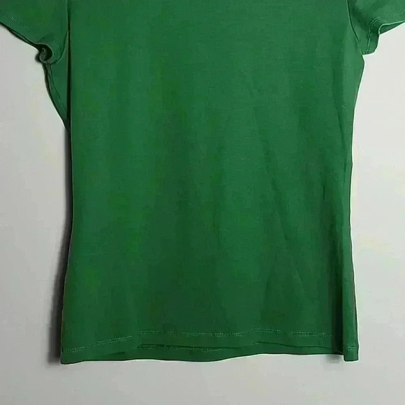 Lafayette 148 New York Modern Short-Sleeve Green Cotton Jersey Tee Size Small - Picture 7 of 11